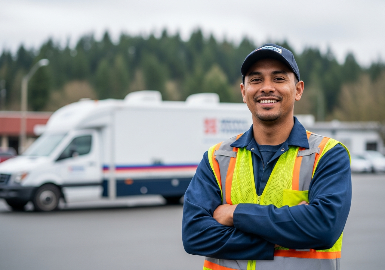 Professional mobile tire service technician